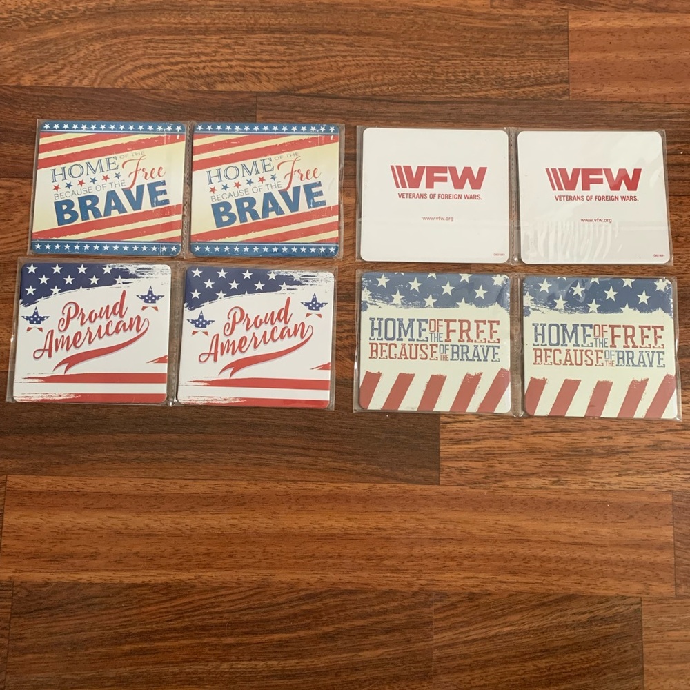4 Piece Set Of Coasters Red White Blue Home Of The Brave